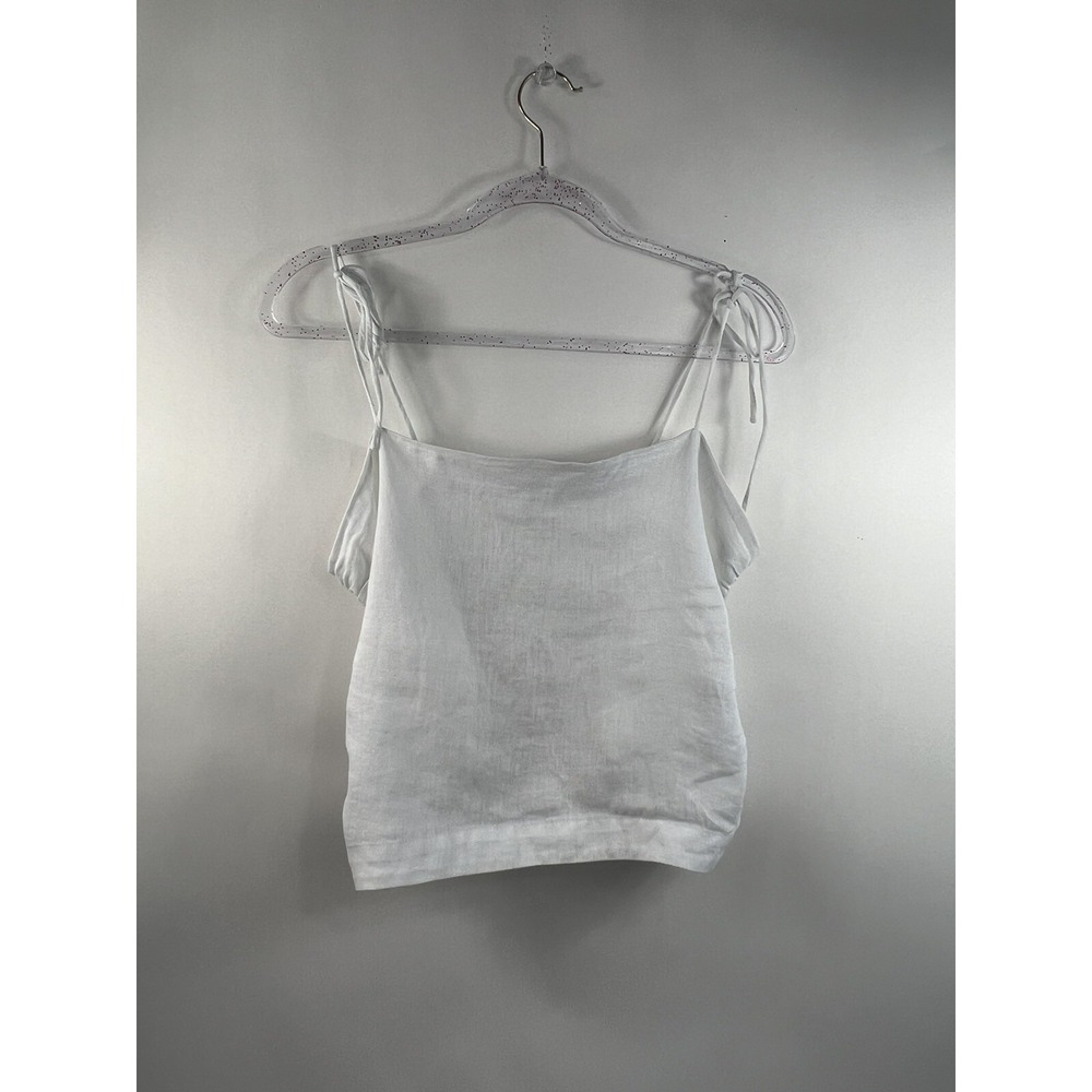 H&M Crop Top Women's Sz L White Spaghetti Straps Elastic Back
